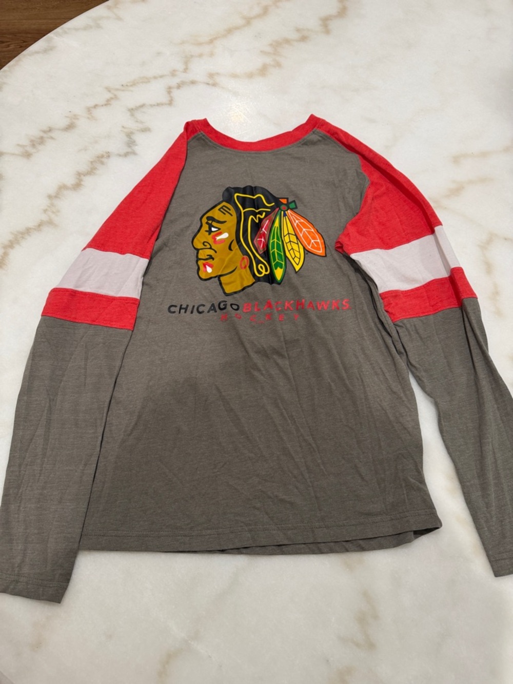 Chicago Blackhawks Men’s Long Sleeve Raglan Shirt - Gray & Red